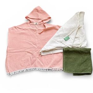 Figmint Kids Hooded Towel Poncho + 2 Towels | Size 90 (2–3Y) | Organic Muslin Co
